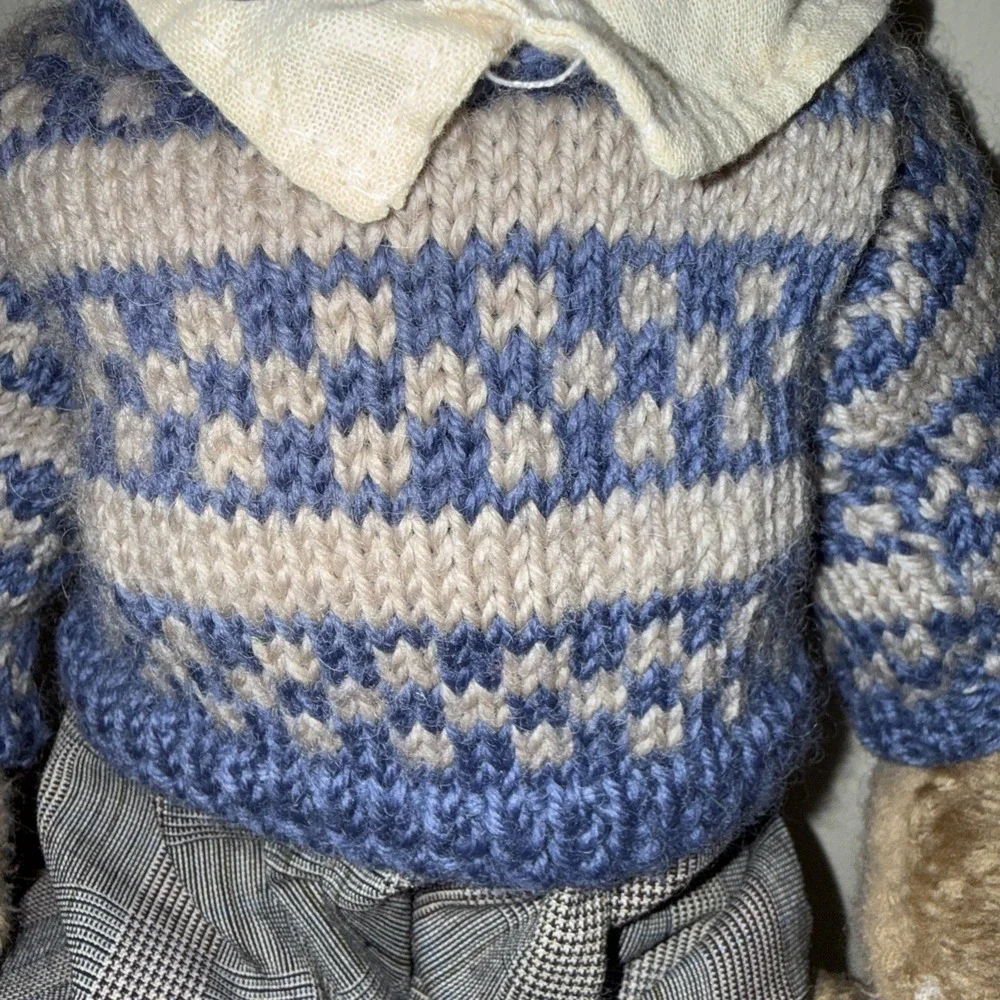 Vintage Boyds Bear Tyler Summerfield 1990-1996 Plush Blue Sweater Plaid Pants